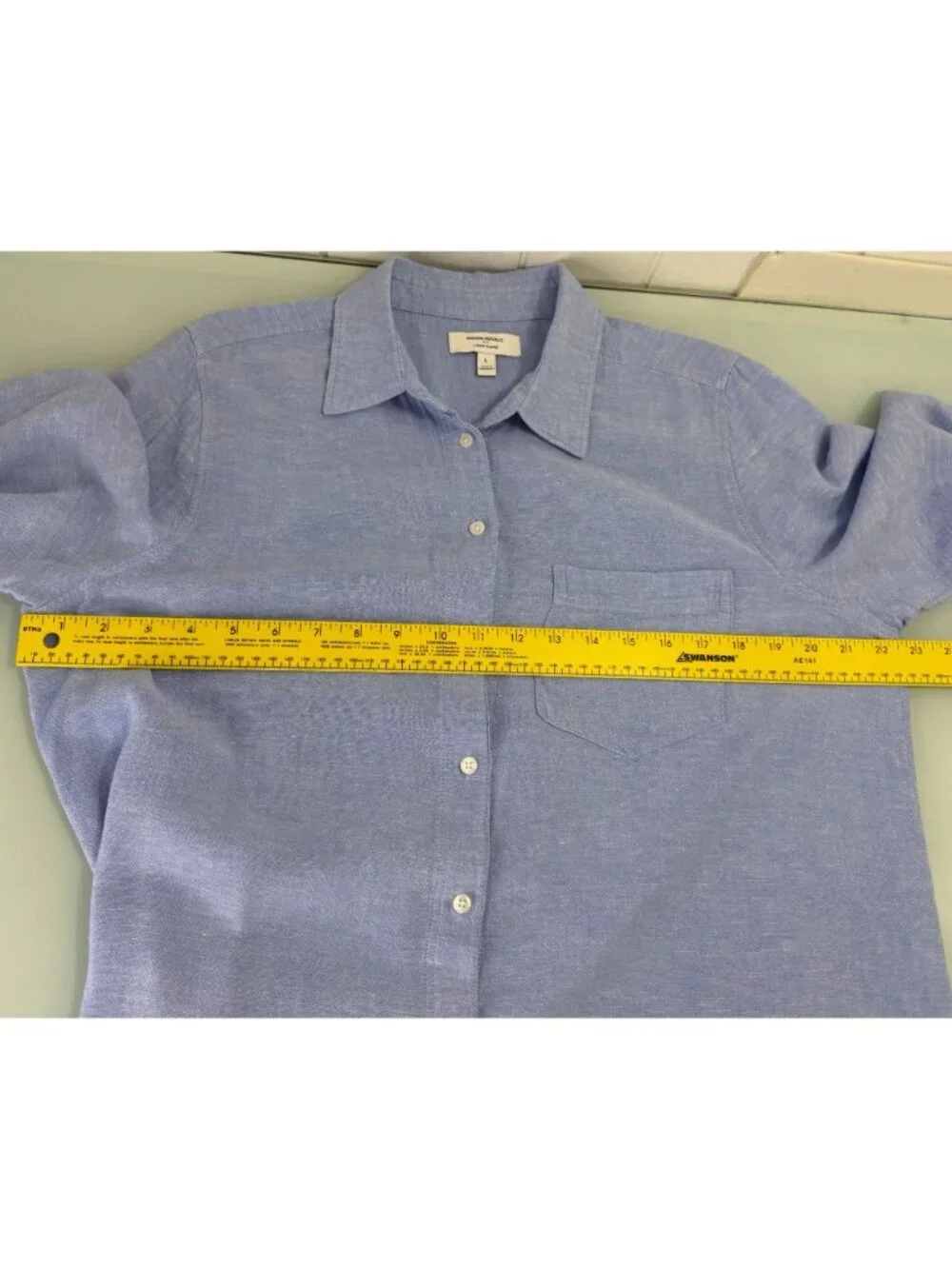 Banana Republic Tunic Shirt Women's Linen Rayon Button Up Chambray Long Sleeve